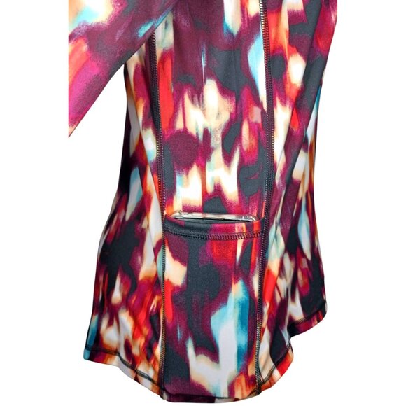 Xersion Womens Petite Medium PM Athletic Vented Running Top Abstract Thumb Holes - Picture 14 of 16